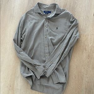 Ralph Lauren White and Green Casual Button Down Shirt